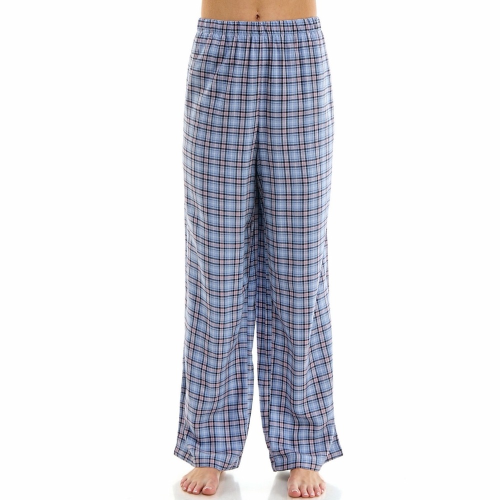 Roudelain Flannel Plaid Pajama Pants Purple Wide Leg Lounge Sleepwear S NWT